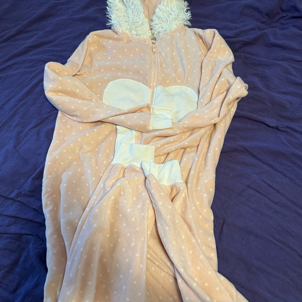 Xhilaration Peach Polka Dot Hooded Onesie